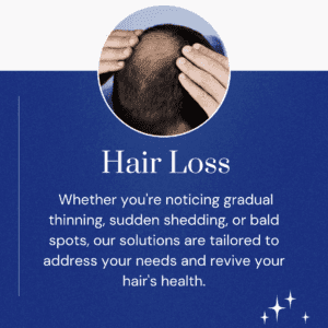 Poster showcasing solutions for Hair Loss featuring advanced treatments and expert care to restore fuller, healthier hair.